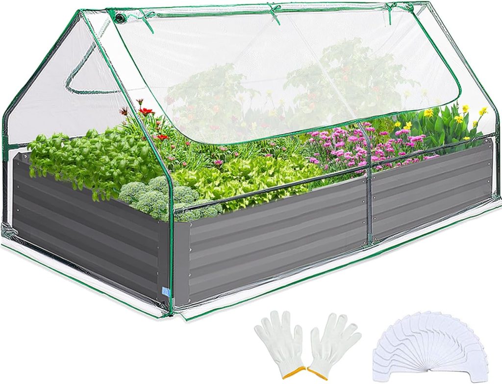 Raised bed with mini green house