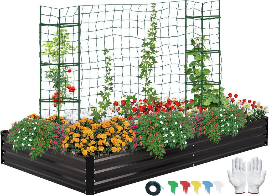 Garden Bed with Trellis Netting